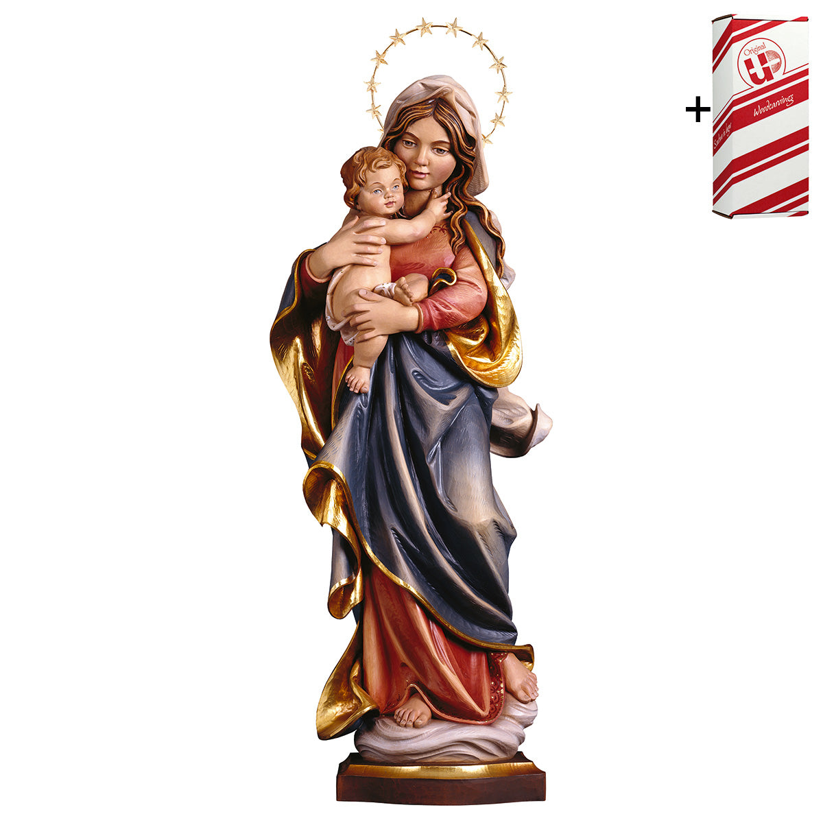 Alpenmadonna mit Schein 12 Sterne Messing + Geschenkbox