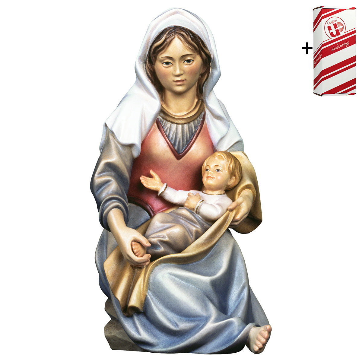 Madonna der Hl. Familie sitzend 2 Teile + Geschenkbox