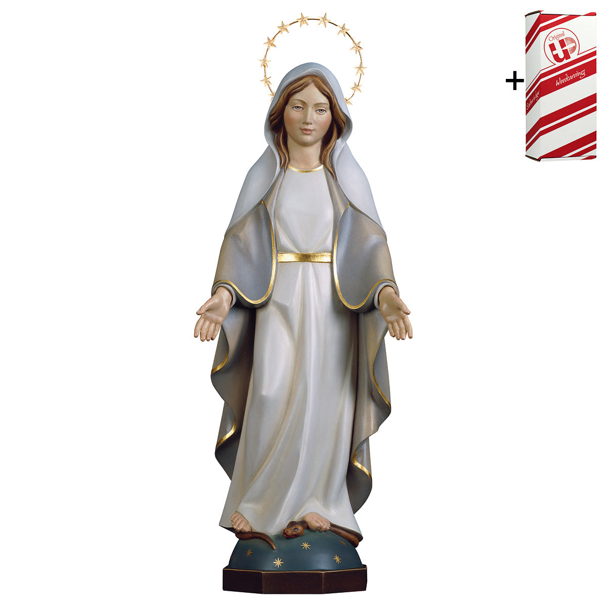 Madonna Wundertätige Modern mit Schein 12 Sterne + Geschenkbox
