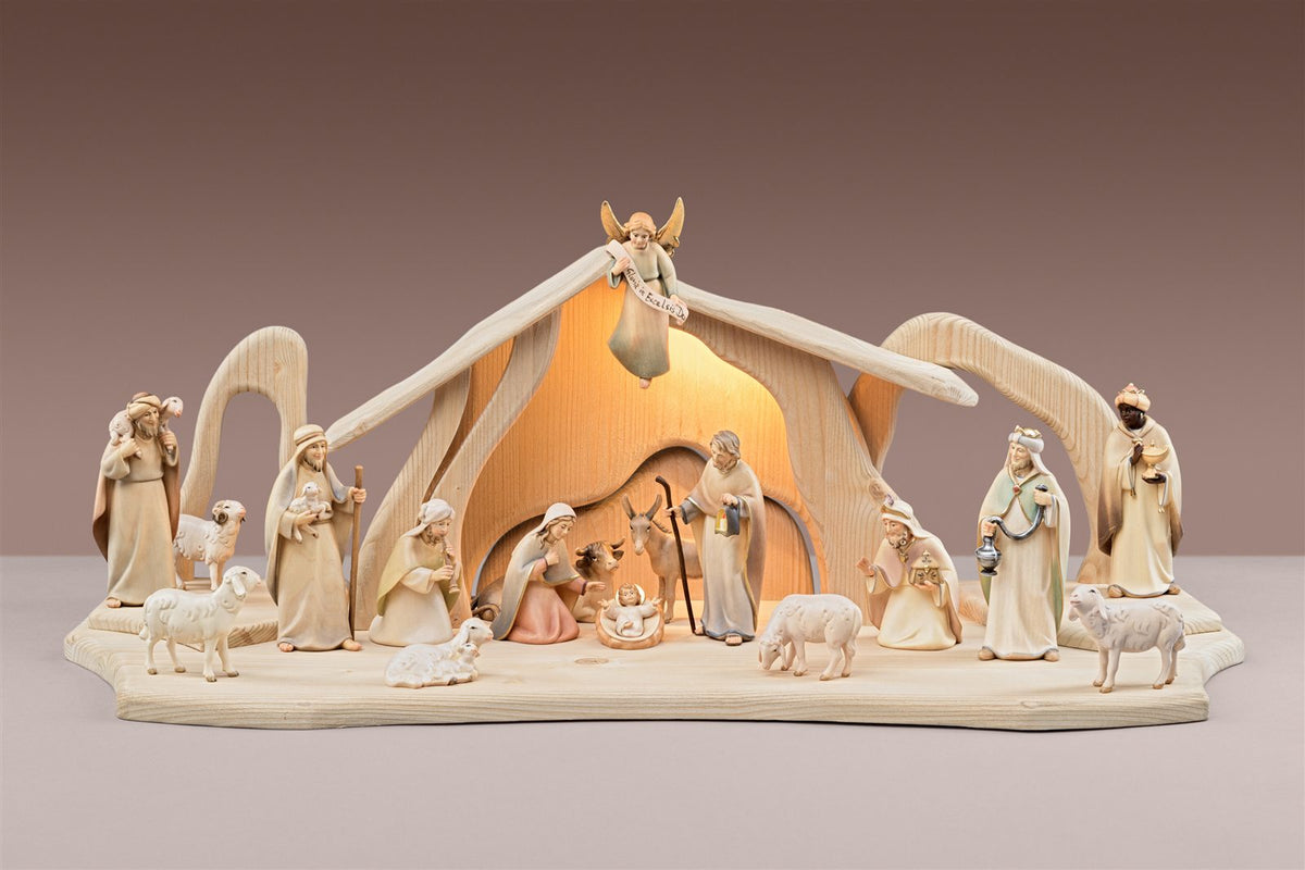 LI Licht Krippenset 17 Figuren + Stall Licht + Beleuchtung