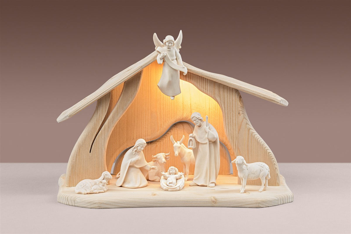 Licht Krippe SET 8 Figuren+Stall Licht + Beleuchtung