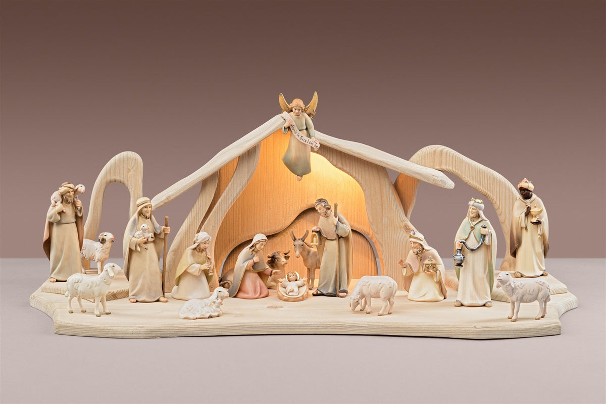 Licht Krippe SET 17 Figuren+Stall Licht+Beleuchtung