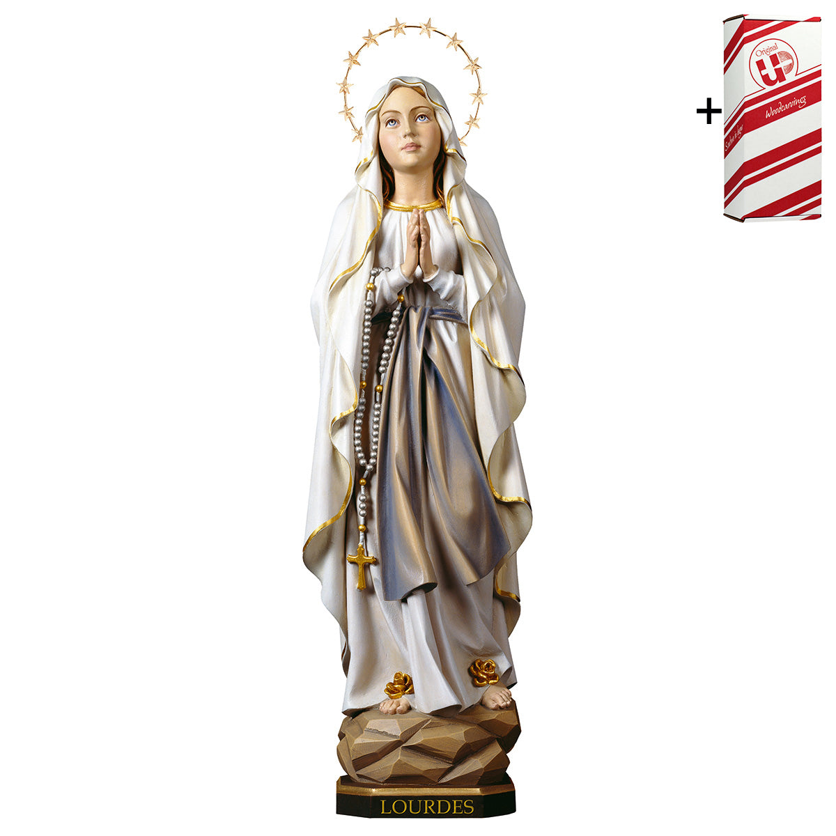 Madonna Lourdes mit Schein 12 Sterne + Geschenkbox