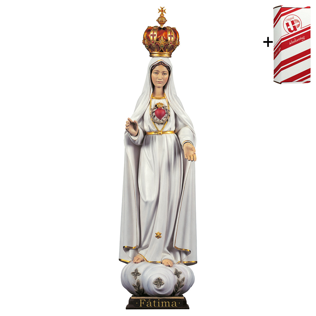Herz Maria Fátima mit Krone + Geschenkbox