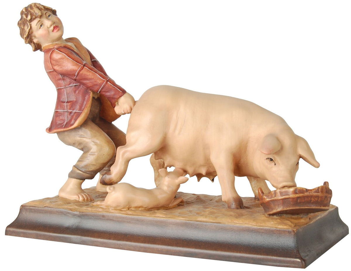 Hirtenjunge mit Schwein
