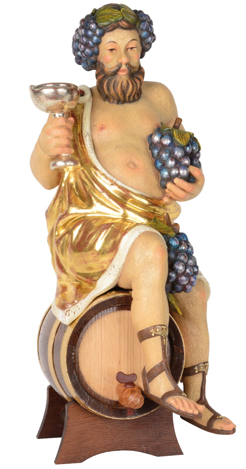 Bacchus mit Schnapsbehälter und Zapfhahn