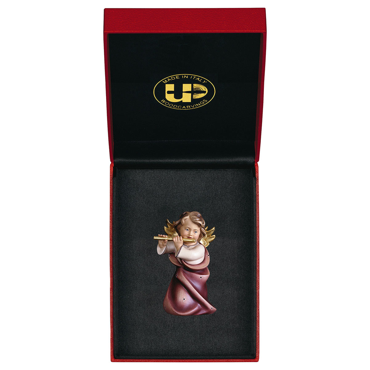 Herzengel mit Flöte mit Goldfaden + Etui