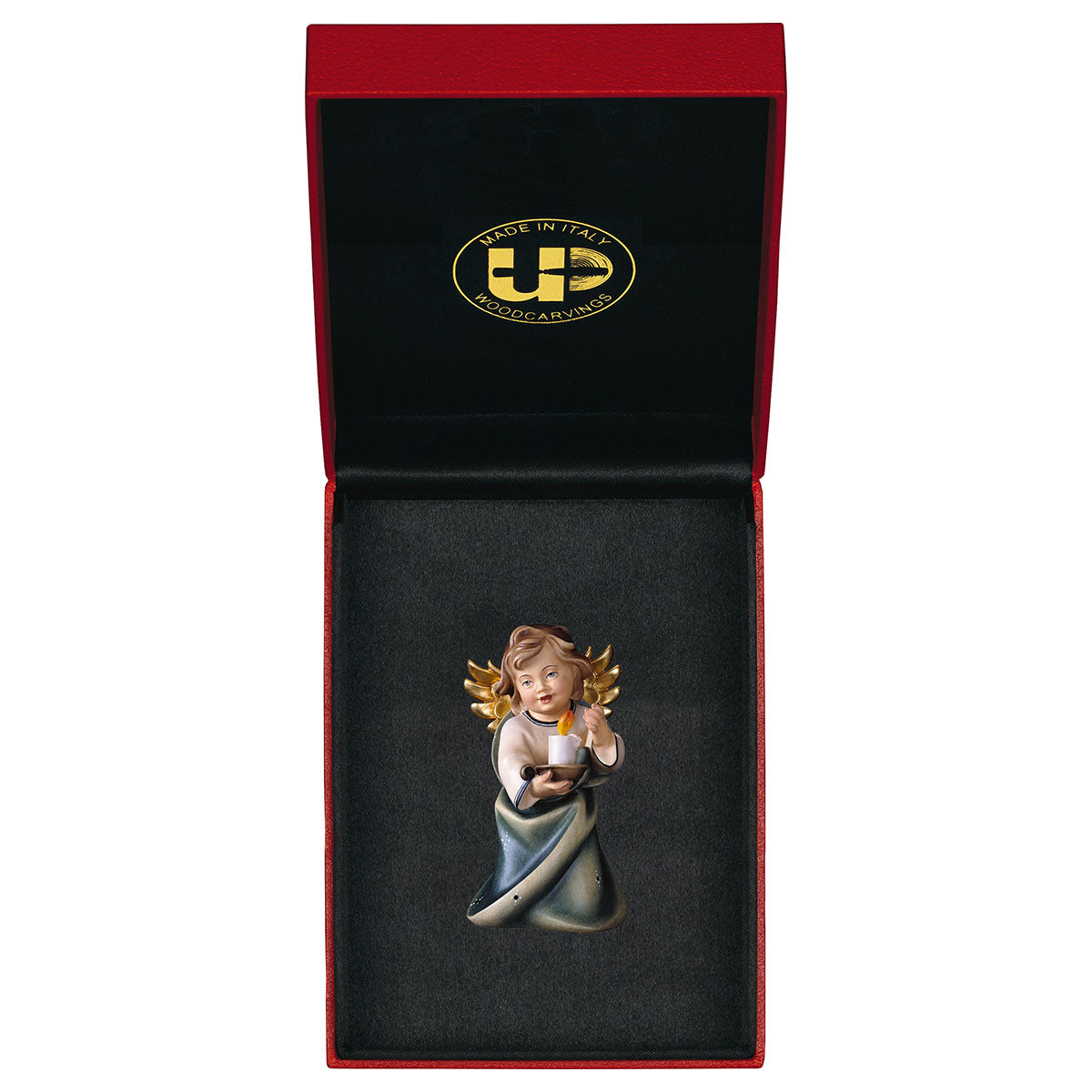Herzengel mit Kerze mit Goldfaden + Etui