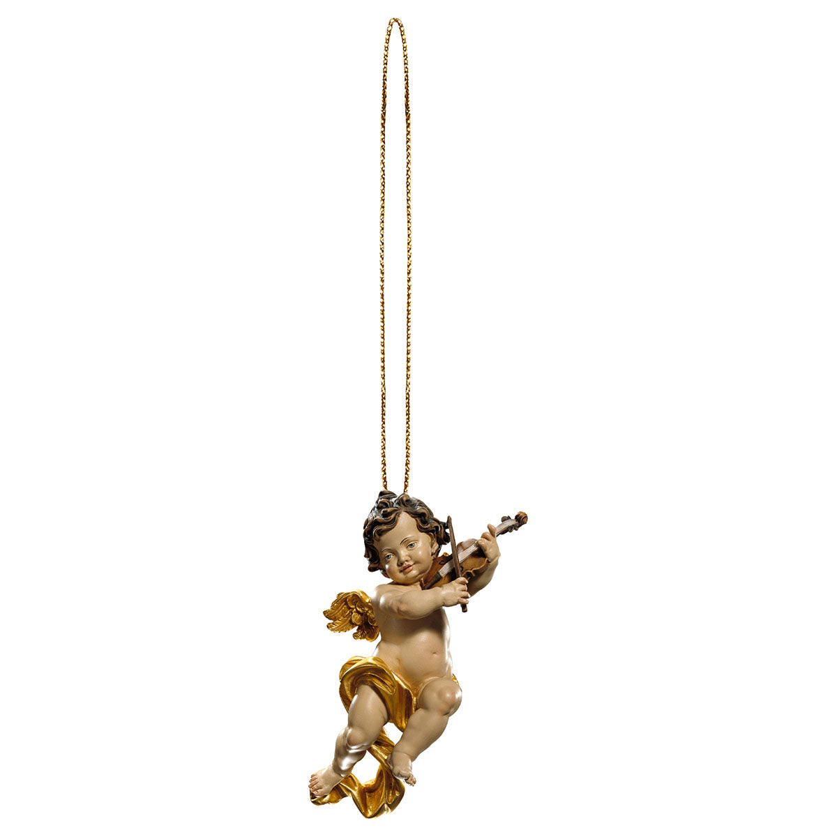 Putte mit Geige mit Goldfaden