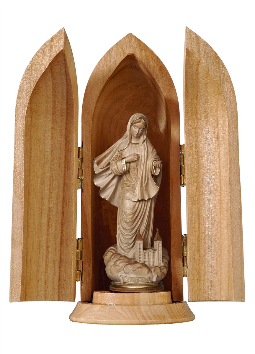 Madonna Medjugorie mit Kirche in Nische