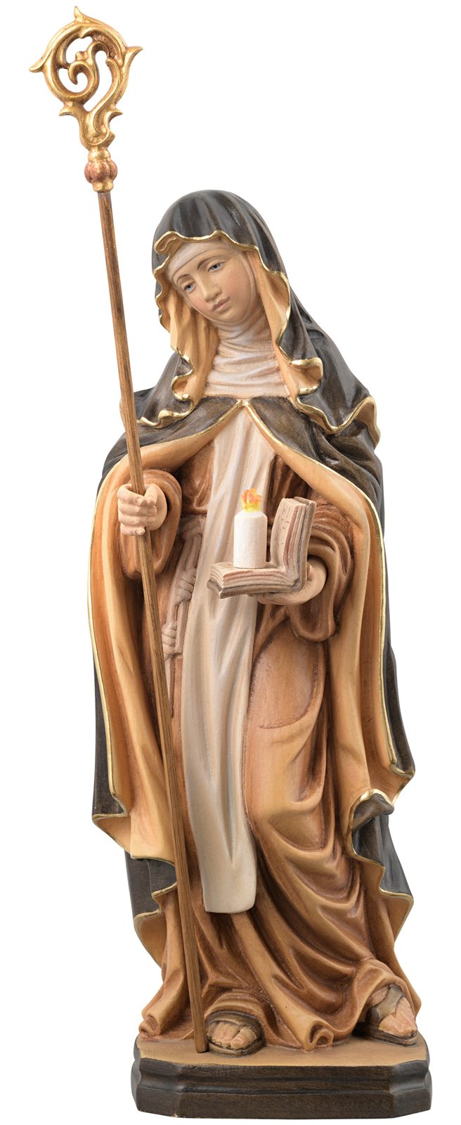 Hl. Brigitte mit Buch, Kerze und Bischofsstab
