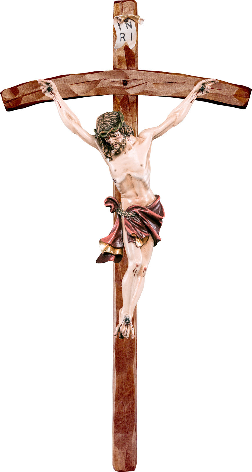 Alpenchristus rot mit gebogenem Kreuz
