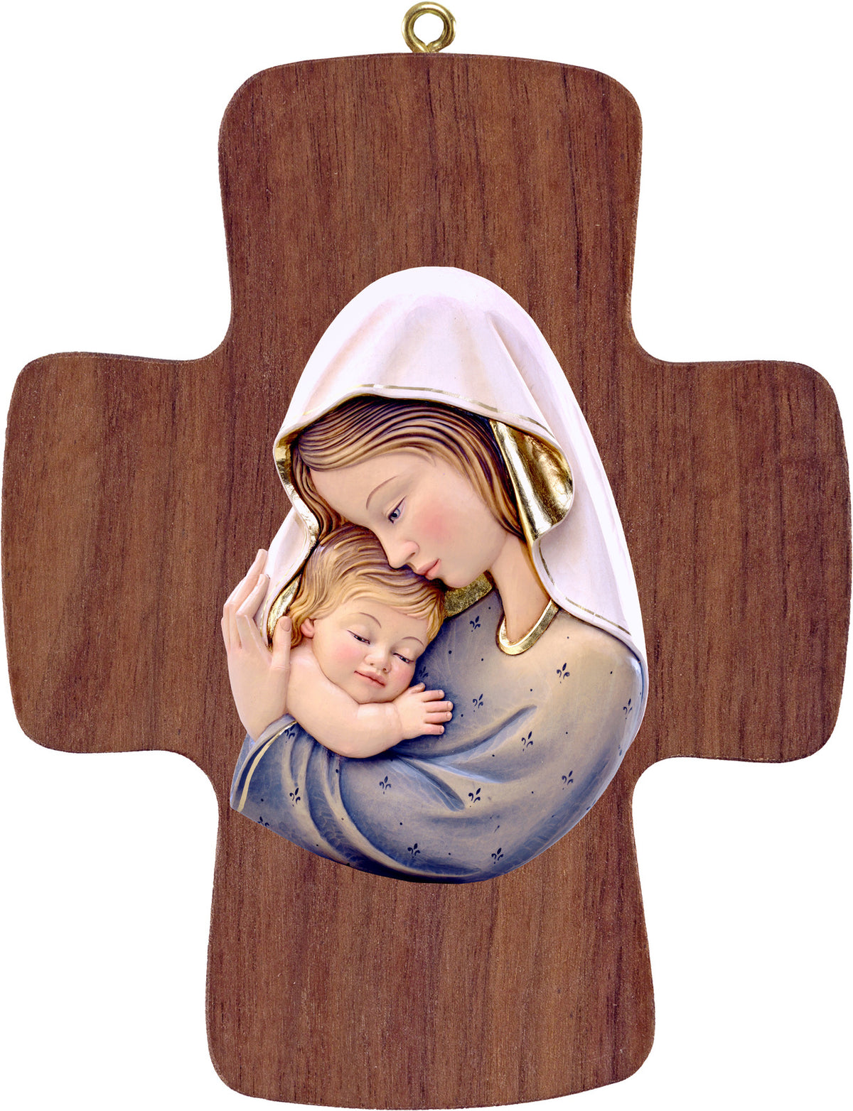 Kreuz mit Madonna blau-weiss
