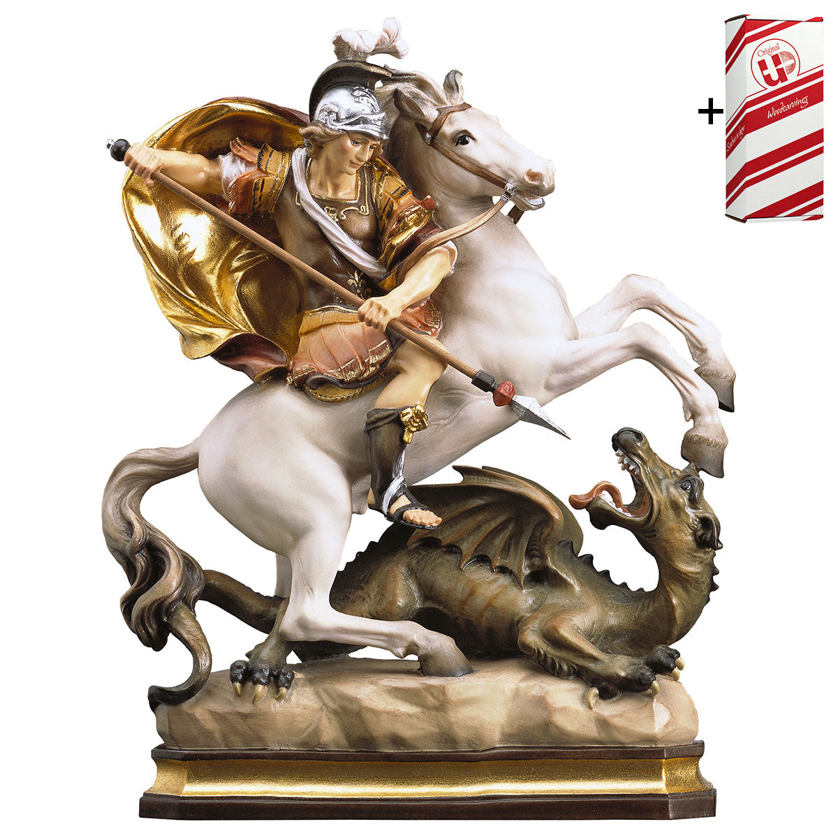 Hl. Georg auf Pferd mit Drache + Geschenkbox