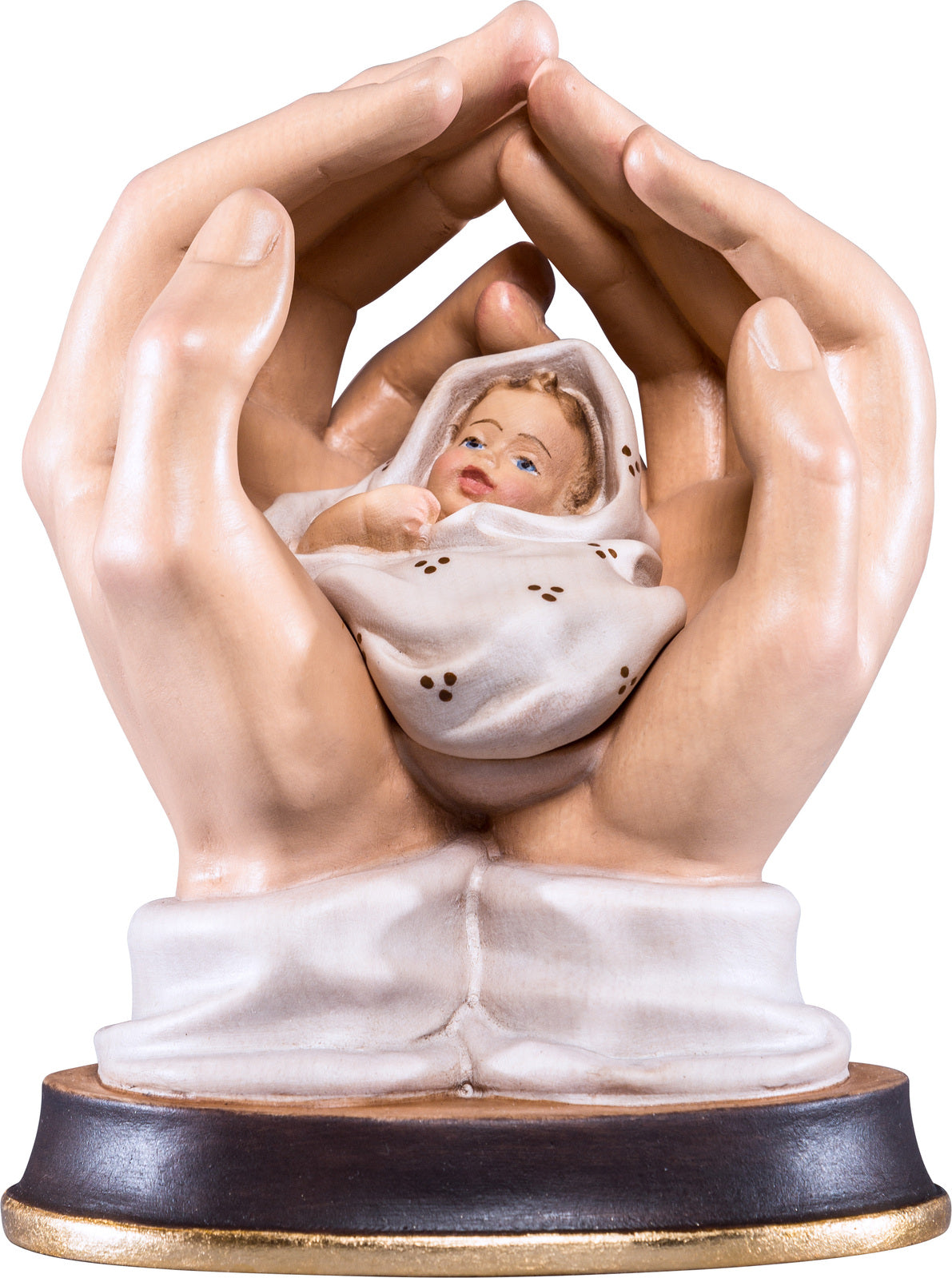 Schützende Hände mit Baby