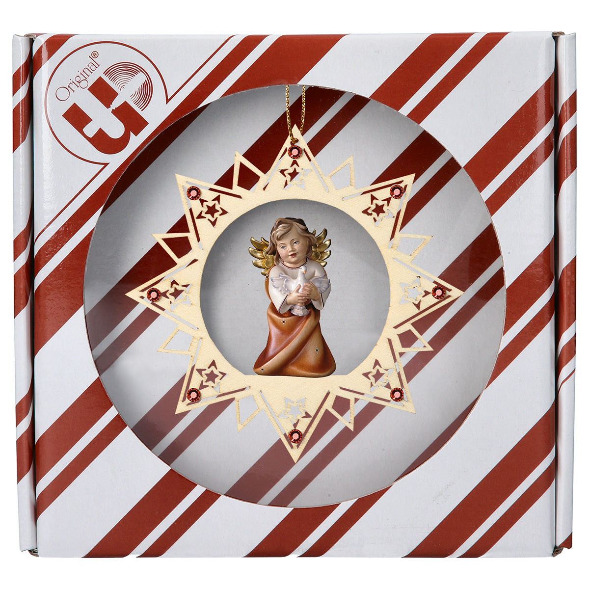 Herzengel mit Taube Sternchen Stern Crystal + Geschenkbox