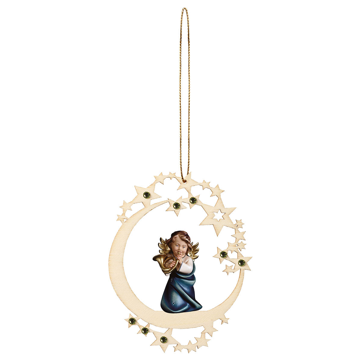 Herzengel mit Horn Mond Stern Crystal