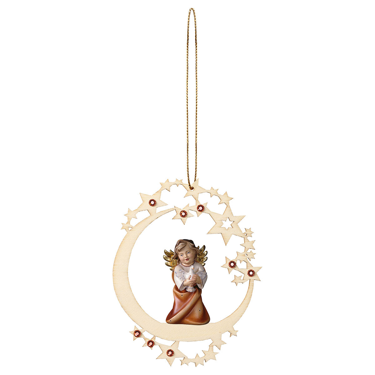 Herzengel mit Taube Mond Stern Crystal