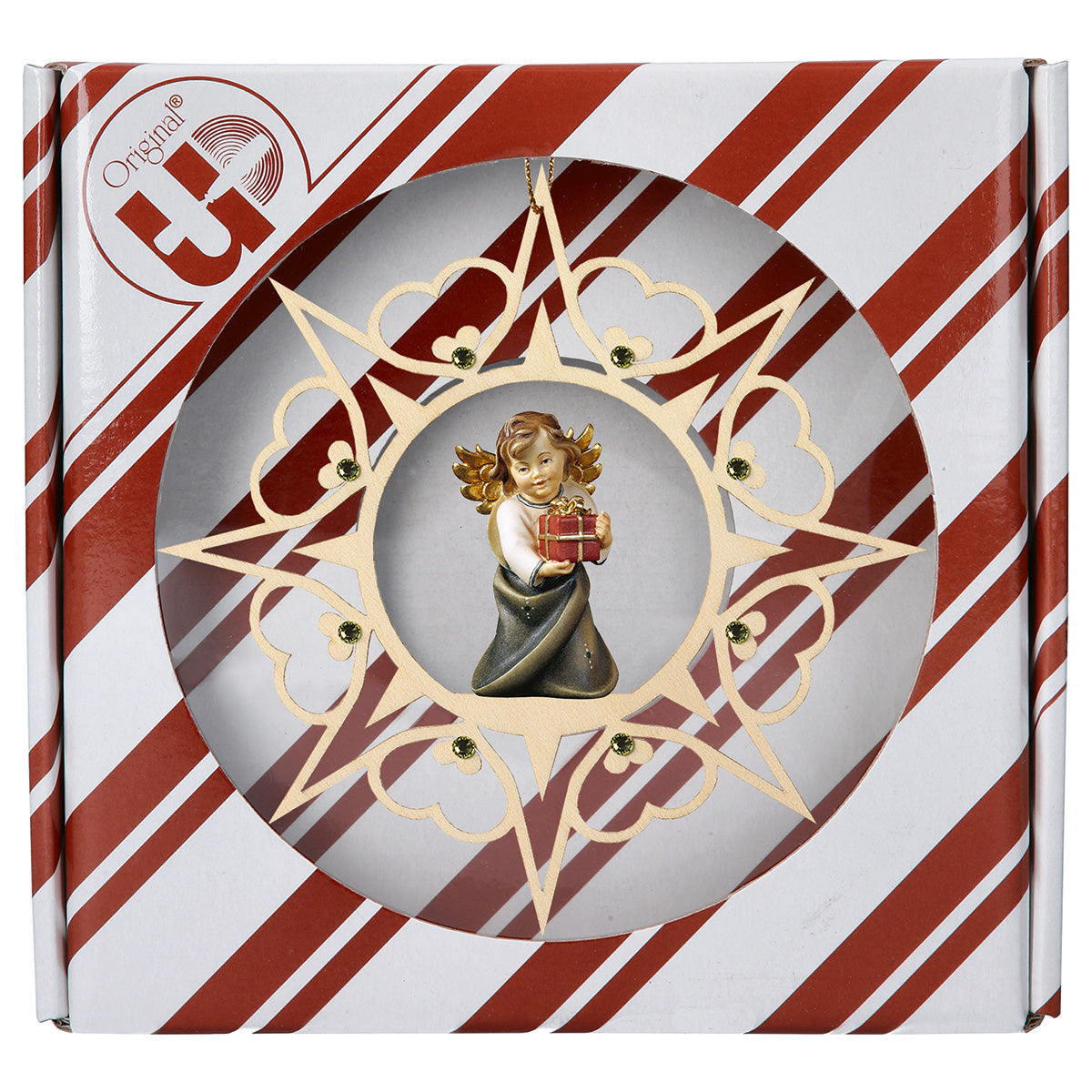 Herzengel mit Geschenk Herz Stern Crystal + Geschenkbox