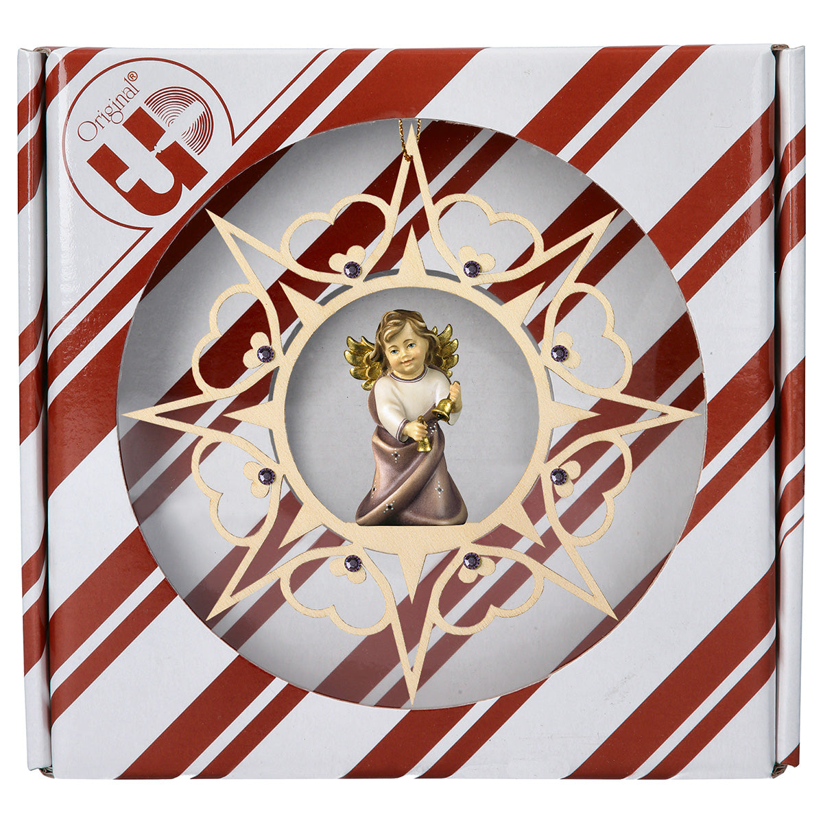 Herzengel mit Glöckchen Herz Stern Crystal + Geschenkbox