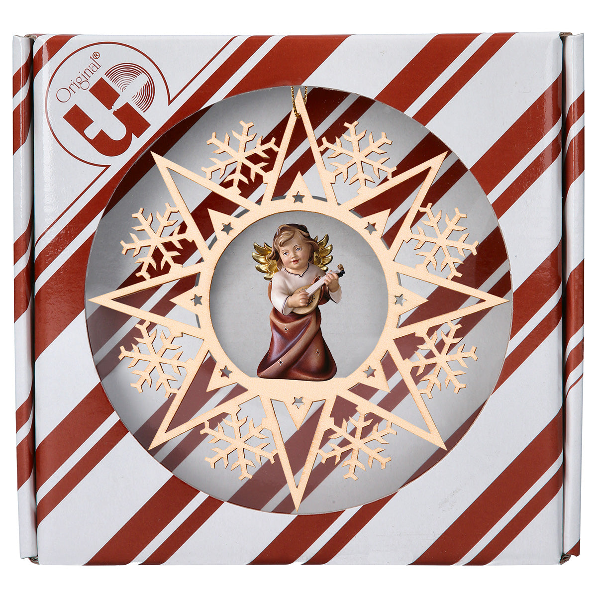 Herzengel mit Laute Kristall Stern + Geschenkbox