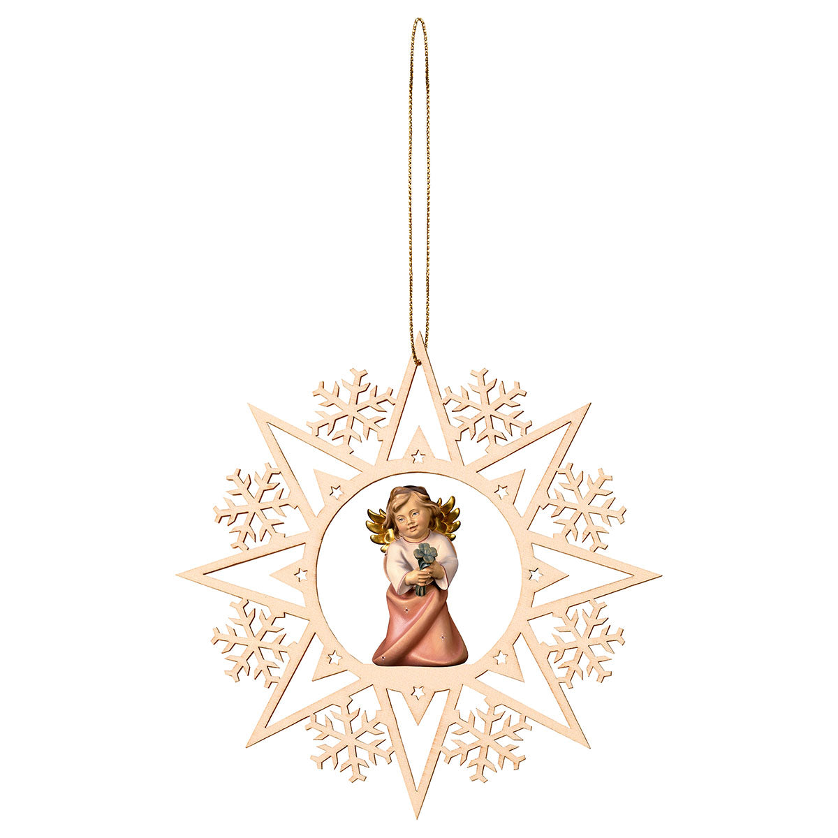 Herzengel mit Vierklee Kristall Stern