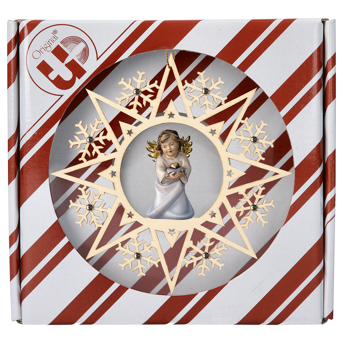 Herzengel mit Herz Kristall Stern Crystal + Geschenkbox