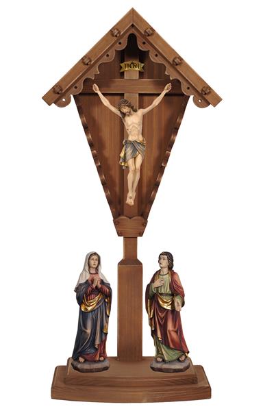 Kreuzigungsgruppe Siena auf Feldkreuz dunkel