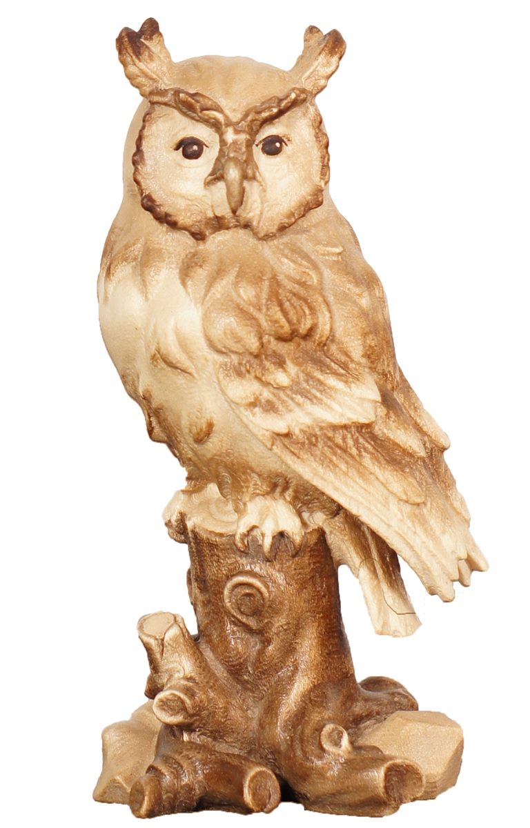 Eule auf Baumstamm