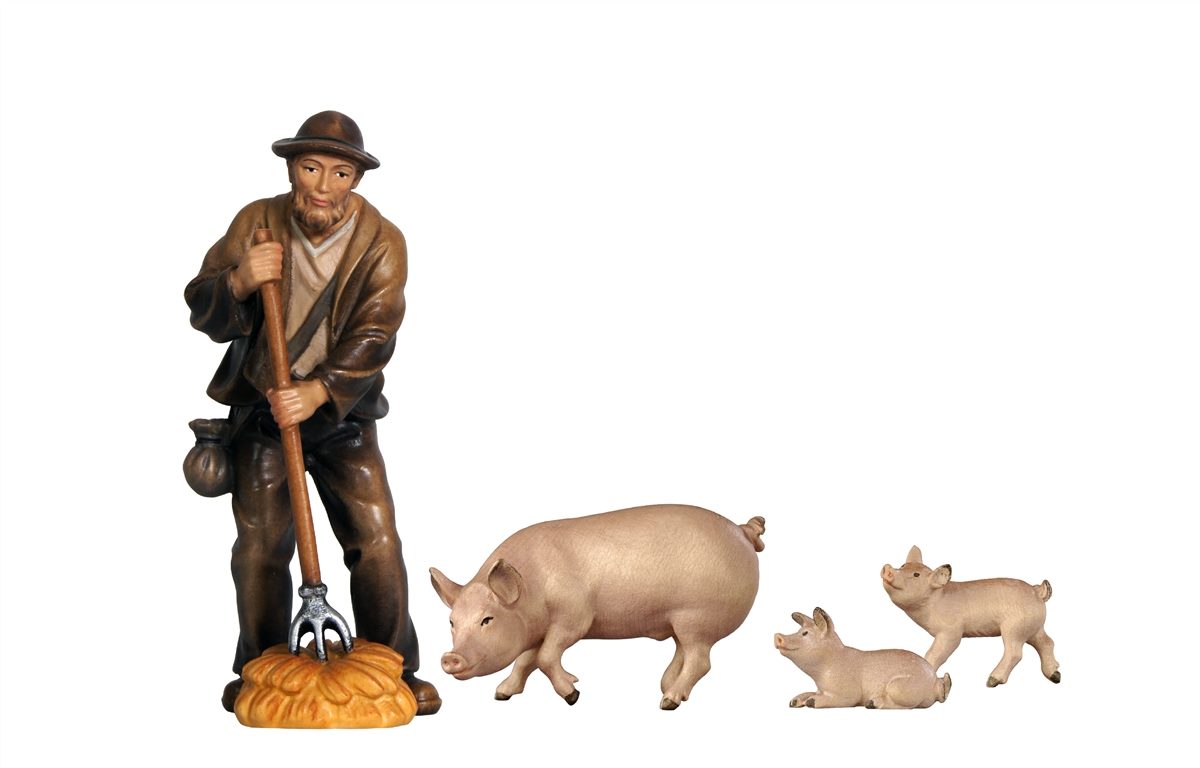 RA Hirt mit Heugabel und Schweine