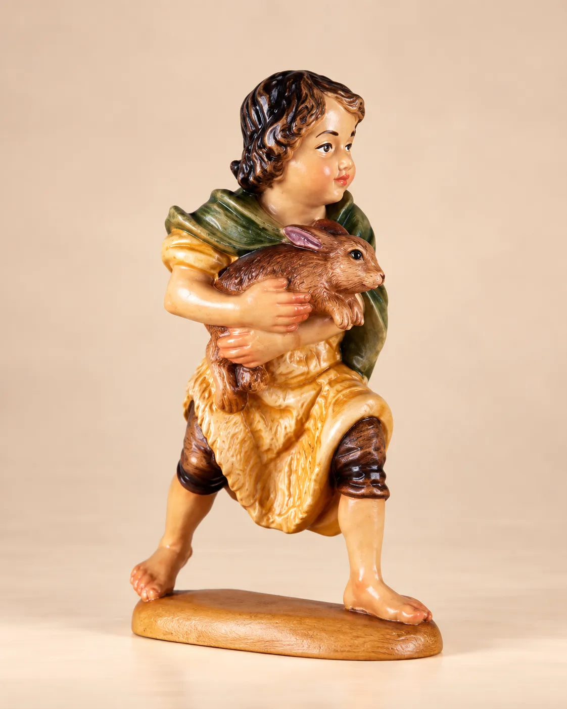 Barock Krippe Junge mit Hase holzgeschnitzt