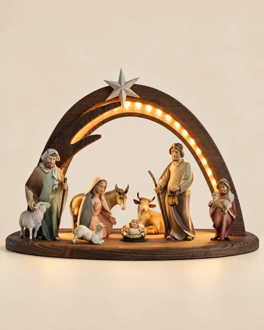 Komet Krippenset mit Stall_10-teilig_a_mit LED-Beleuchtung-Format 45
