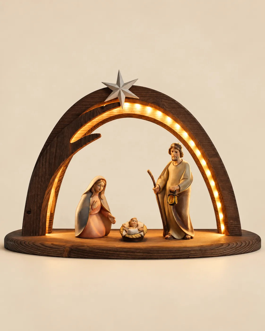 Komet Krippenset mit Stall_5-teilig_mit LED-Beleuchtung-Format45