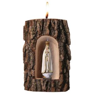 Madonna Fátima Capelinha mit Krone in Grotte Ulme mit Kerze