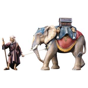 Ulrich Krippe Elefantengruppe mit Gepäcksattel - 3 Teile