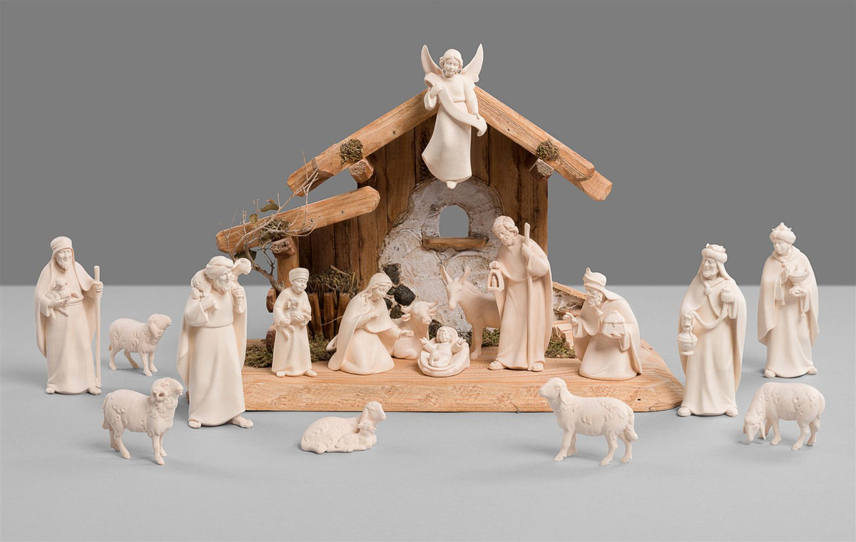 Familienstall Hl.Nacht + 17 Krippenfiguen Licht