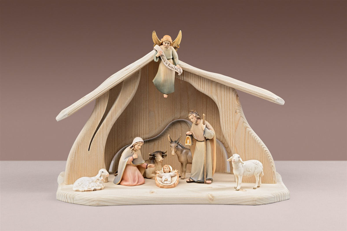 Licht Krippe SET 8 Figuren+Stall Licht