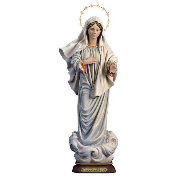 Madonna Medjugorje mit Schein 12 Sterne Lindenholz geschnitzt