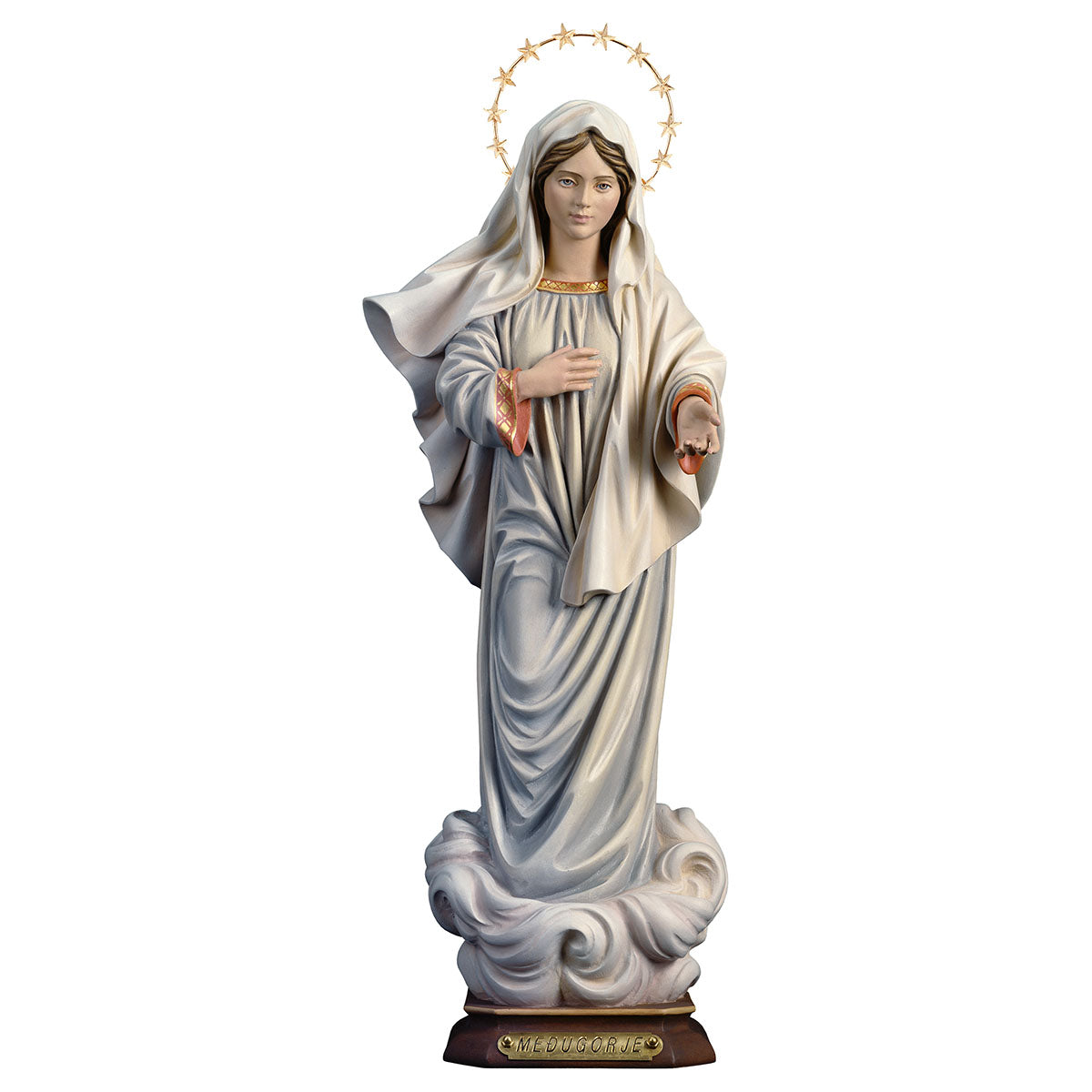 Madonna Medjugorje mit Schein 12 Sterne Messing