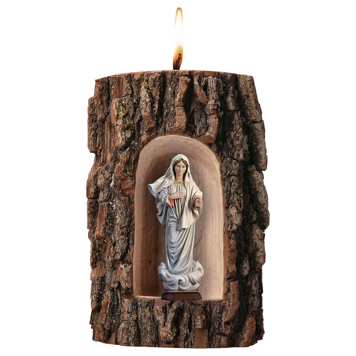 Madonna Medjugorje in Grotte Ulme mit Kerze