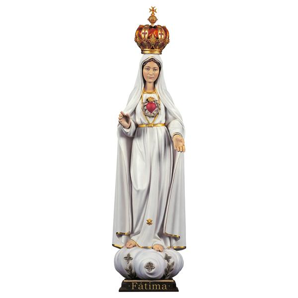 Herz Maria Fátima mit Krone Lindenholz geschnitzt