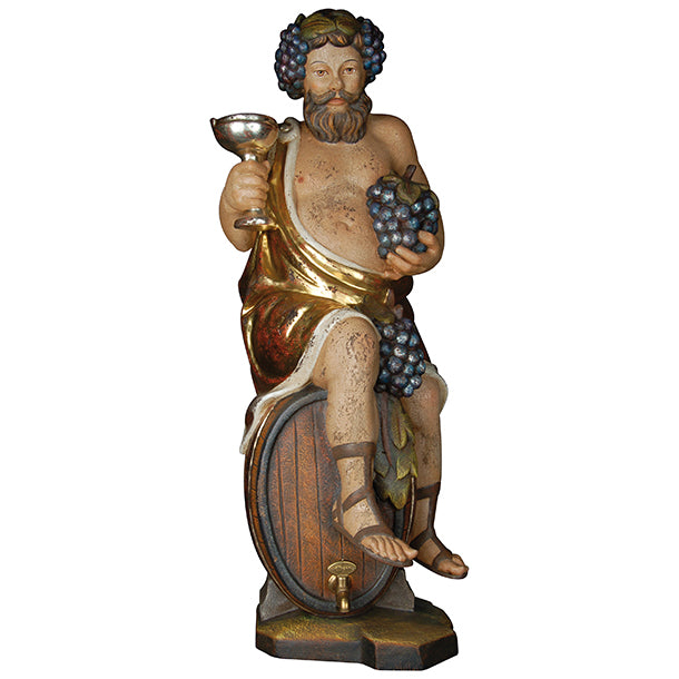 Bacchus mit Schnapsbehälter und Zapfhahn