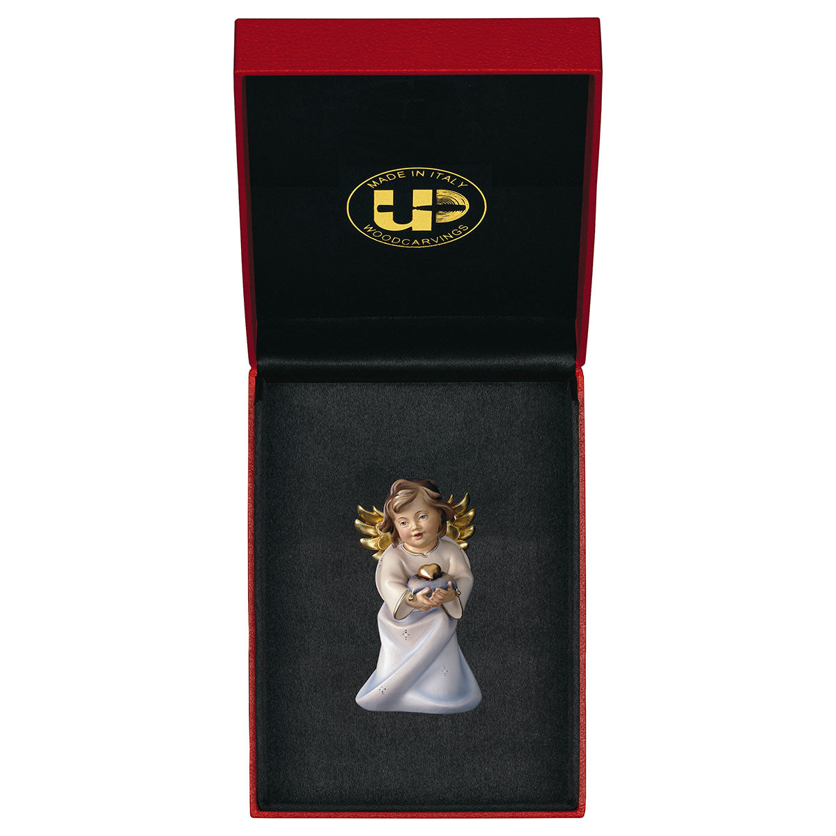Herzengel mit Herz mit Goldfaden + Etui