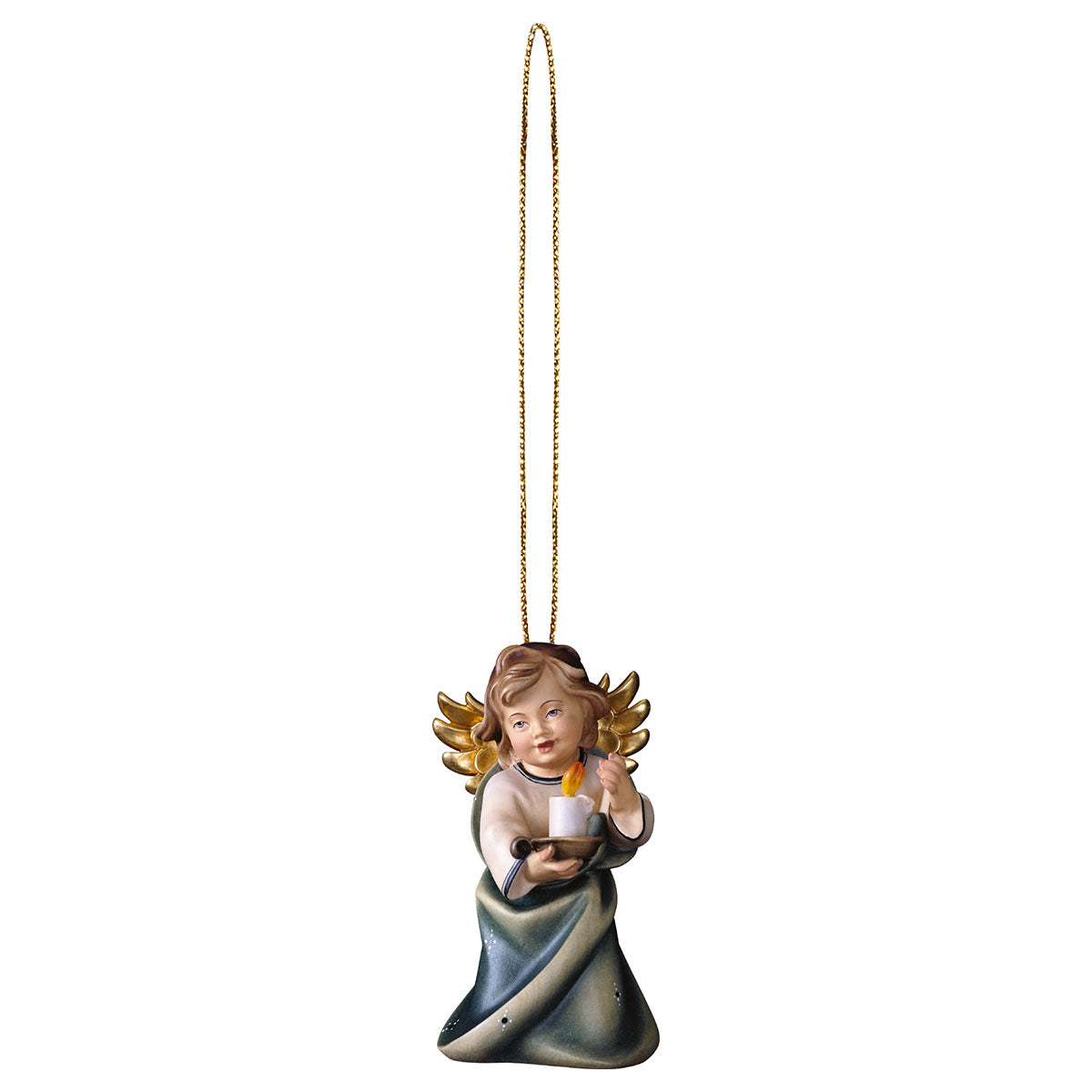 Herzengel mit Kerze mit Goldfaden