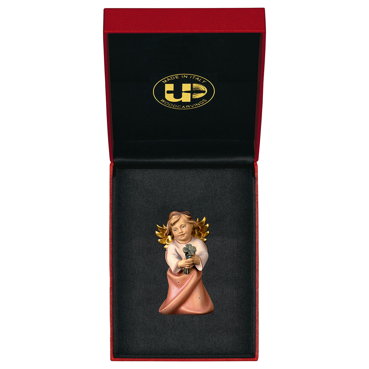 Herzengel mit Vierklee mit Goldfaden + Etui