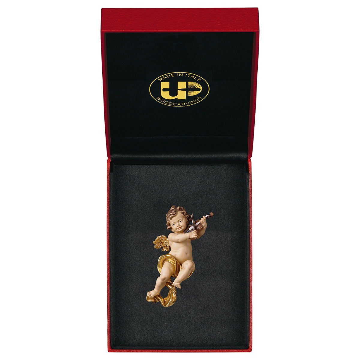 Putte mit Geige mit Goldfaden + Etui