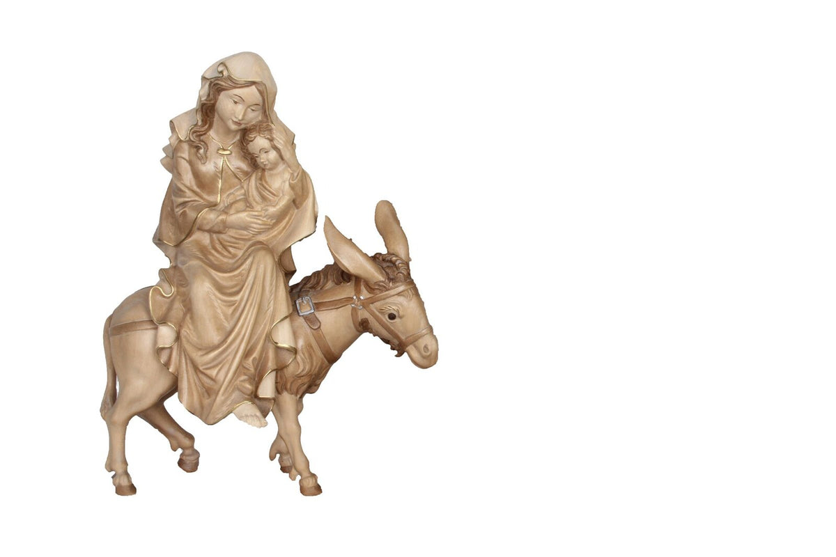 Schwangere Maria sitzend auf Esel (Herbergsuche)