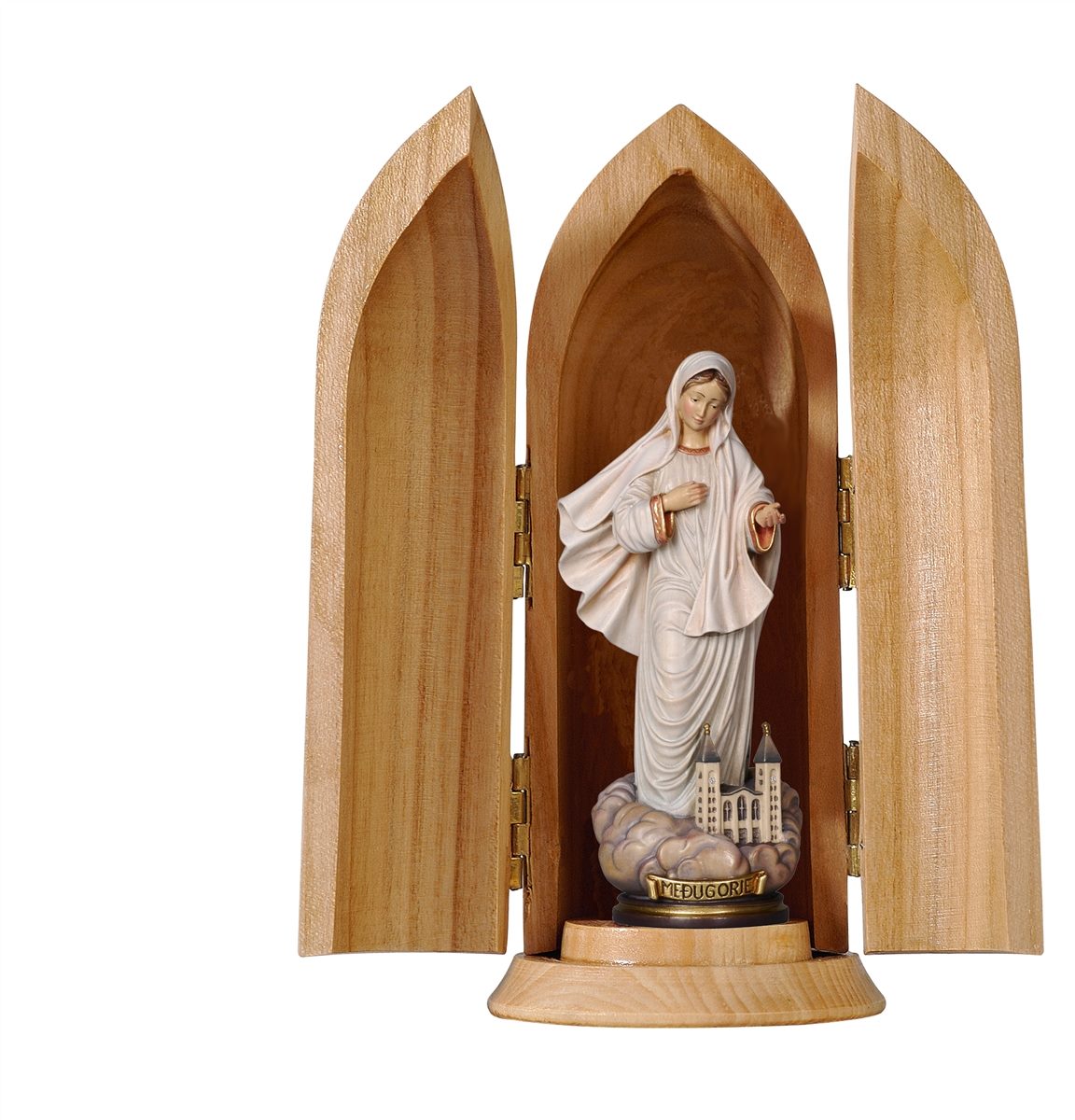Madonna Medjugorie mit Kirche in Nische