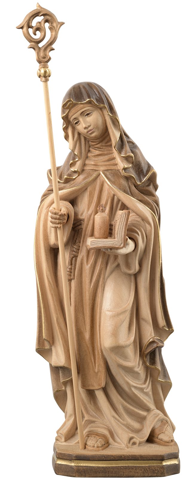 Hl. Brigitte mit Buch, Kerze und Bischofsstab