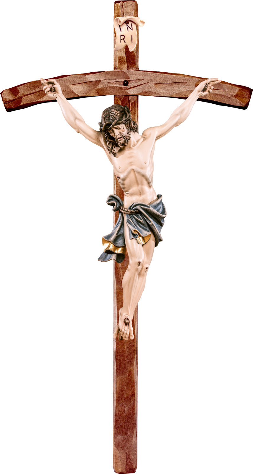 Alpenchristus blau mit gebogenem Kreuz